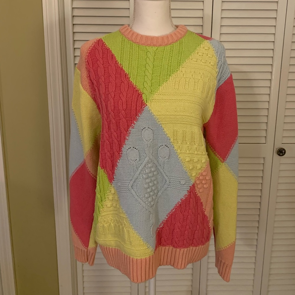 Teddy Fresh Colorful Patchwork Women's Sweater Size M